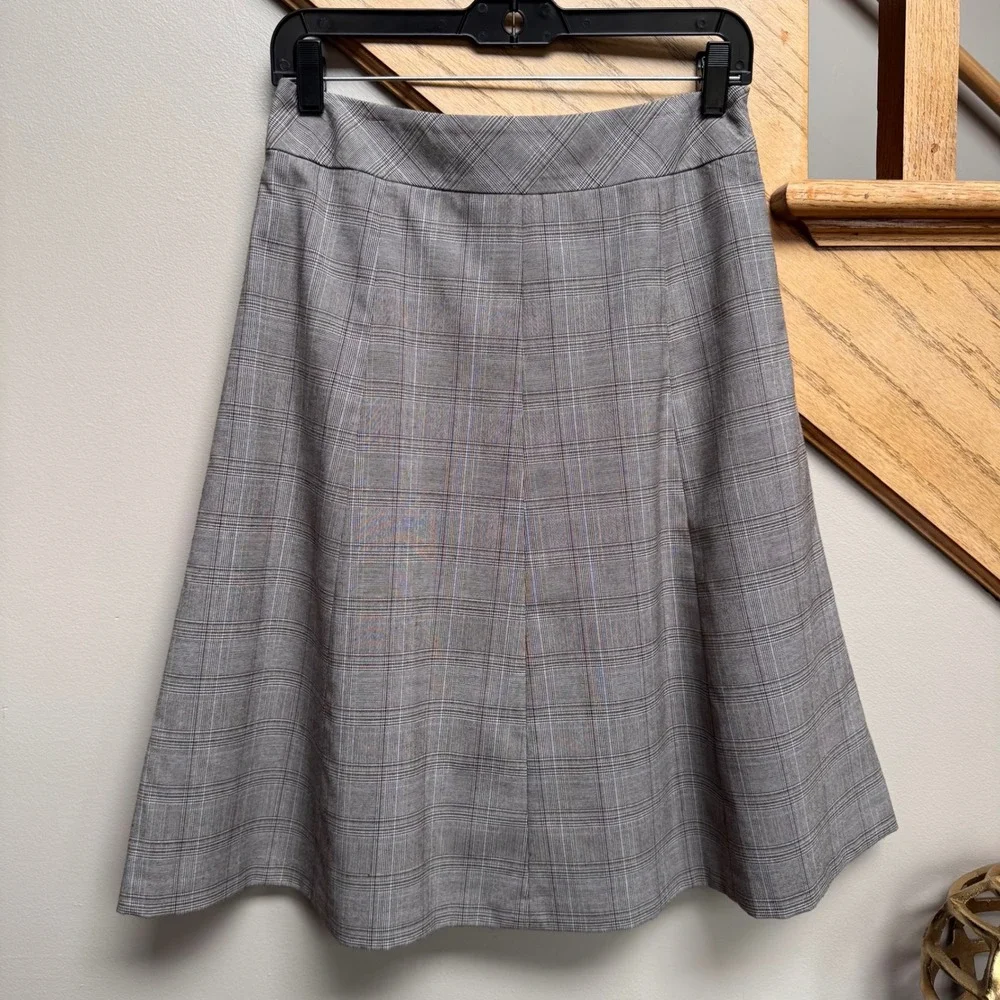 COVINGTON Womens‎ Gray Glen Plaid A Line Stretch Career Skirt 4 Preppy Academia